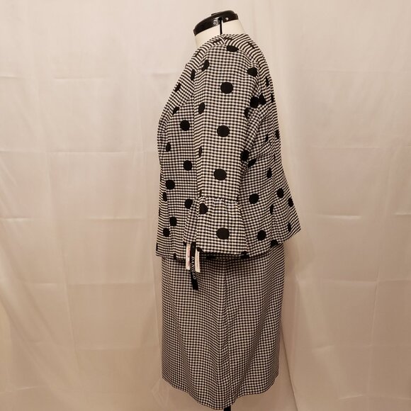 Danillo Black & White 2-PC Plaid & Polka Dot Dress Suit, Size 18W - Picture 4 of 11